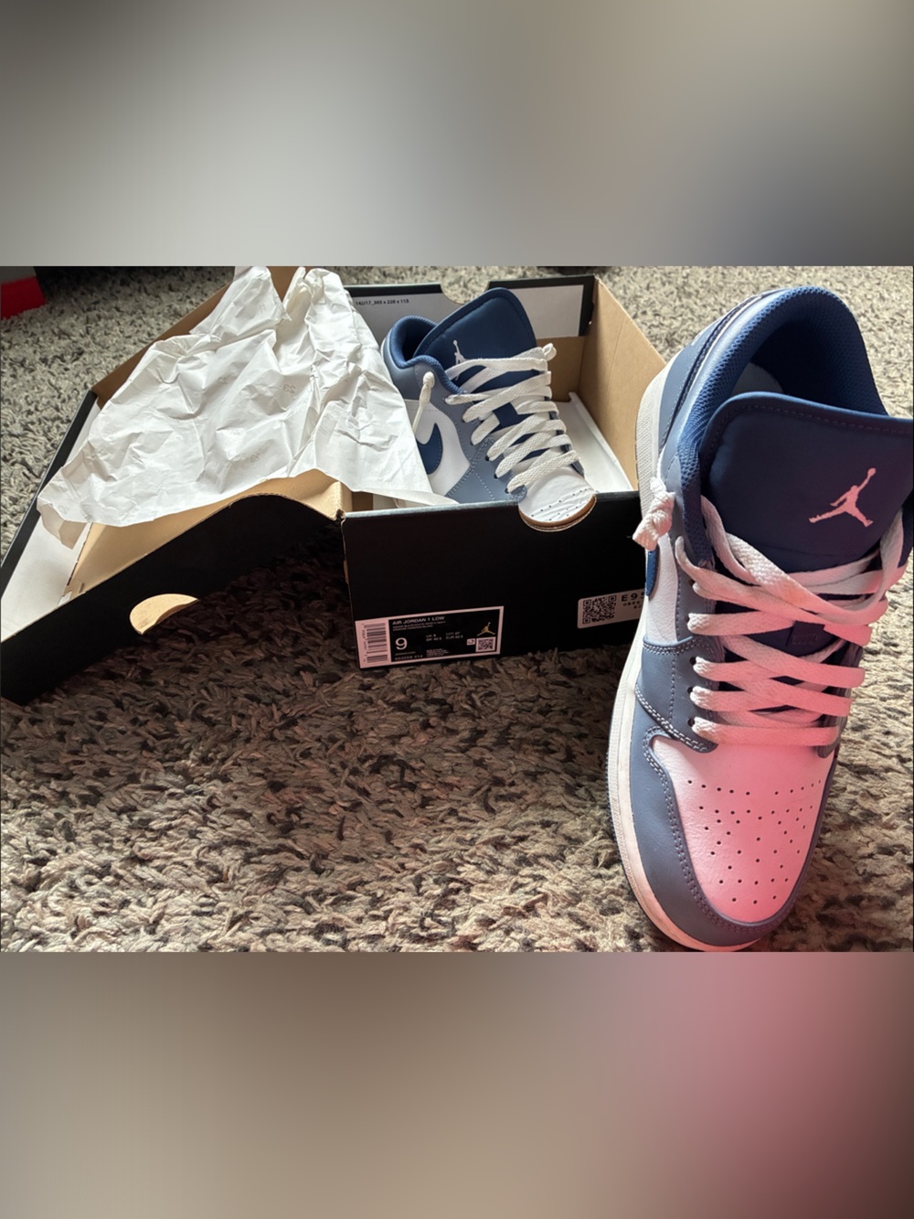 Jordan Men’s Low-Top Sneakers in White and Blue